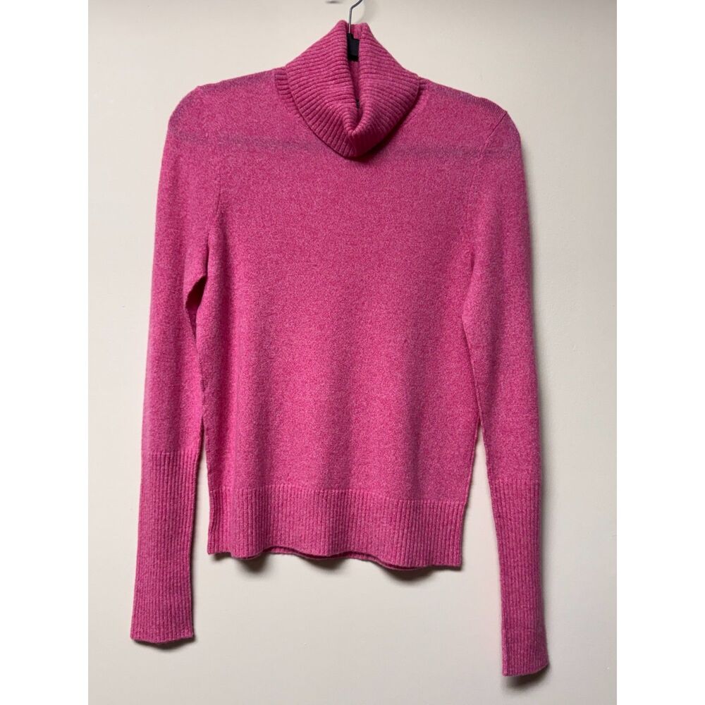 AQUA 100% Cashmere Heathered Pink Turtleneck Sweater, Sz S